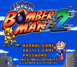 Super Bomberman 2 (Europe) Title Screen